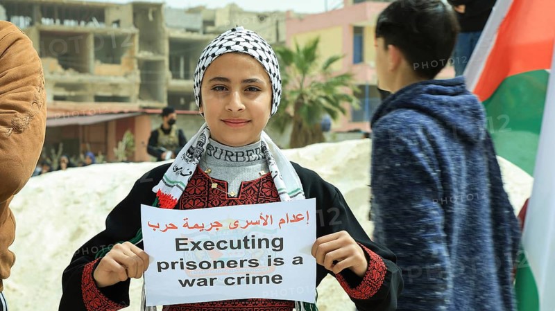 Ongoing protests continue in the city of Daraa, southern Syria, near the Israeli border, condemning an Israeli law that allows the death penalty for Palestinian prisoners. The demonstrations, which include the participation of women and children, feature banners calling for its repeal and Palestinian flags being raised, in Daraa, Syria, April 3, 2026, Daraa, Daraa, Syria