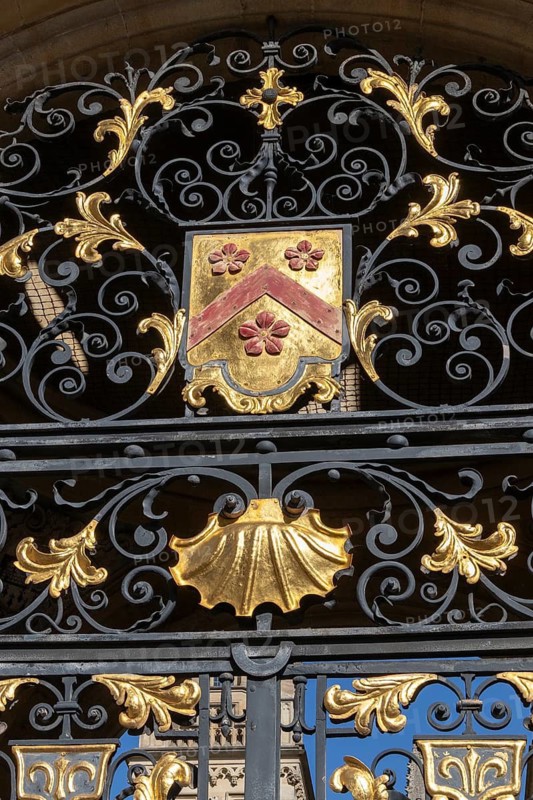 Detail, entrance gate, All Souls College, Oxford, England, Great Britain