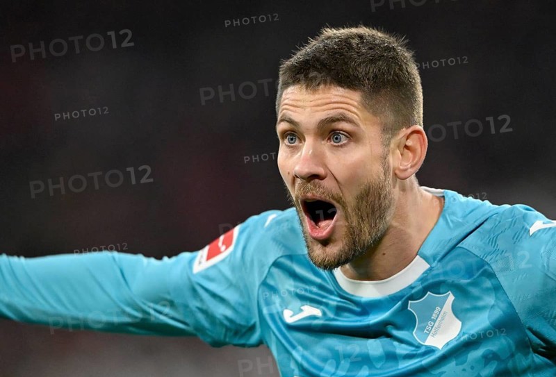 Goal celebration Andrej Kramaric TSG 1899 Hoffenheim (27) Gesture Gesture Football Bundesliga, Allianz Arena, Munich, Bavaria, Germany