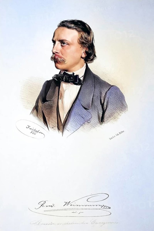Rudolf Weinwurm (born 3 April 1835 in Scheideldorf near Waidhofen an der Thaya, Lower Austria, died 26 May 1911 in Vienna) was an Austrian lawyer, musicologist, choirmaster and composer, Historic, digitally restored reproduction from a 19th century original, Record date not stated