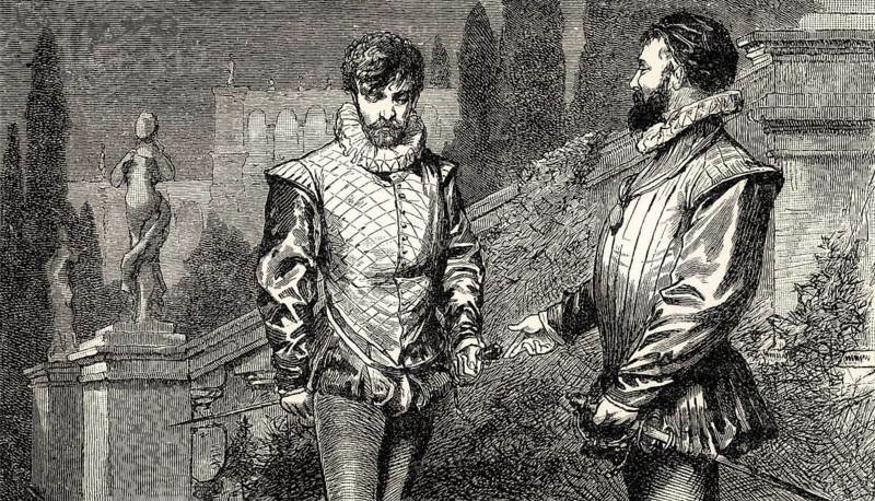 ACT V., SCENE II., Alphonso, Tasso, scene from Torquato Tasso, a play by Johann Wolfgang von Goethe