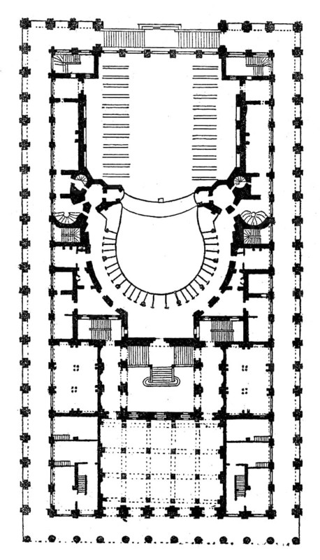 Ground plan of the Grand Théâtre de Bordeaux, Bordeaux, France, 1860s