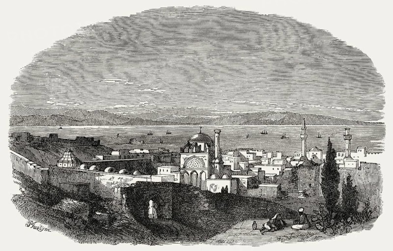 View of Acre city, Lebanon, today Northern District of Israel, c. 1840