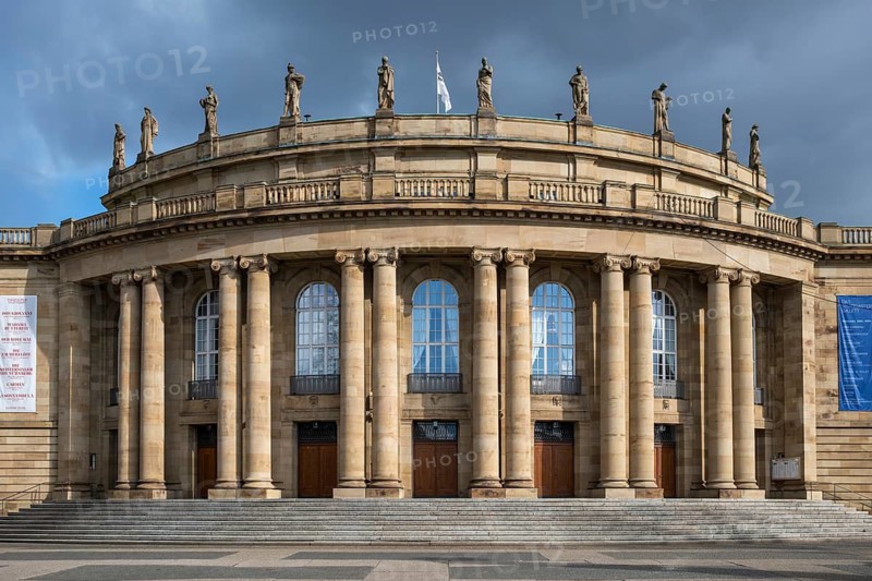 Built between 1909 and 1912, the historic opera house, state theatre, Littmanbau, main venue of the Stuttgart State Opera in the castle garden is facing extensive renovation and modernization. Current plans assume that construction will start in 2028, with completion only expected at the beginning of the 2040s. During the work, an interim building will serve as a substitute venue, Stuttgart, Baden-Württemberg, Germany
