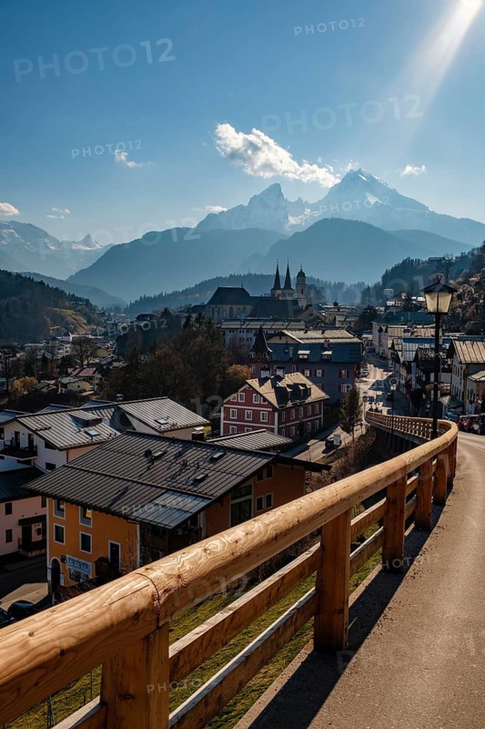 View of the Berchtesgaden market, above the Watzmann, Berchtesgadener Land, Upper Bavaria, Bavaria, Germany