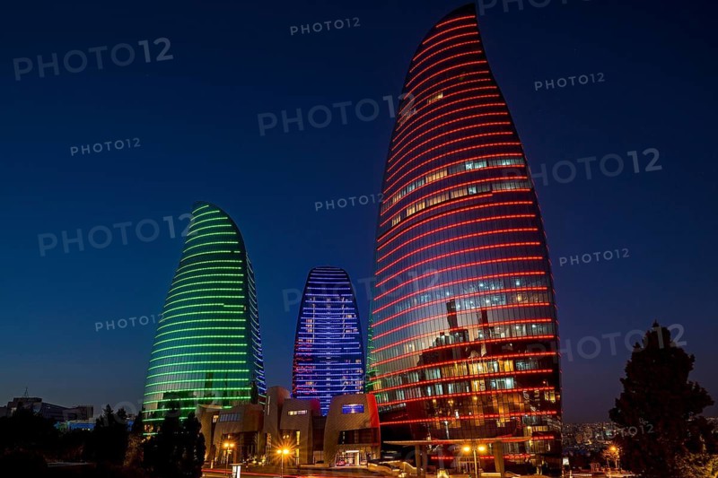 Azerbaijan, Baku, Flame Towers at night, Baku, Azerbaijan, Azerbaijan