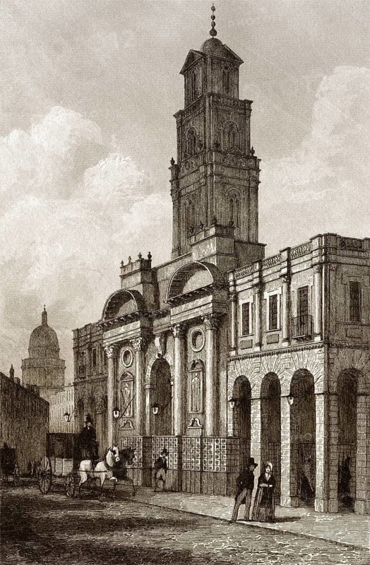 Die Londoner Royal Exchange, City of London, England, 19. Jahrhundert