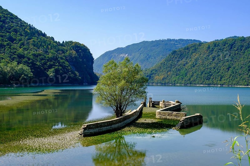 Lago del Corlo, Cismon reservoir, Arsie' Bivio Agana, Arsie, Veneto, Italy