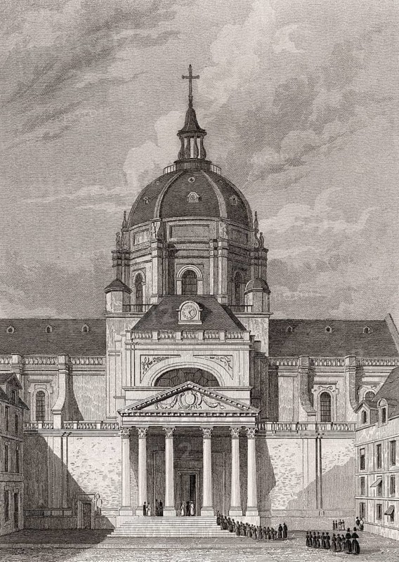 Chapelle Sainte Ursule de la Sorbonne, Paris, antique steel engraved print, 1831
