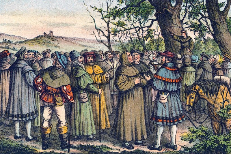Martin Luther preaching outside