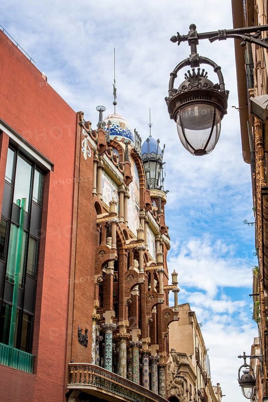 The facade of the Palau de la Música Catalana (Palace of Catalan Music) concert hall, old city, Barcelona, Spain
