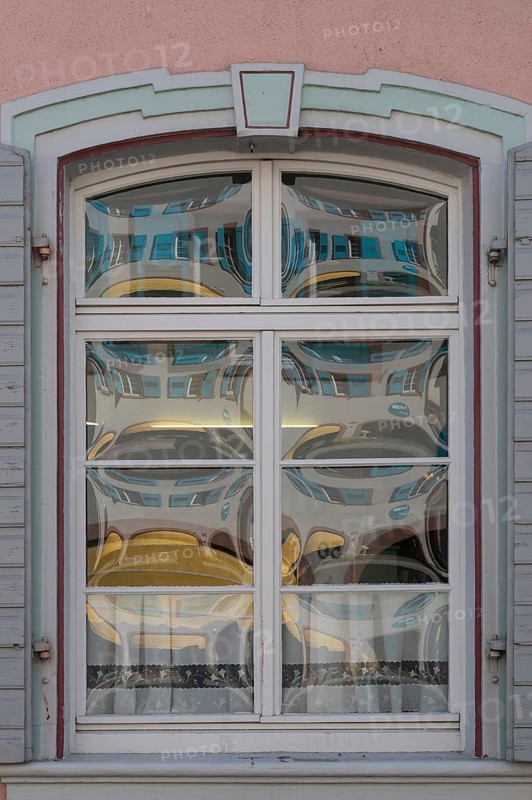Windows with historical, convex glass panes, Endingen, Baden-Württemberg, Germany