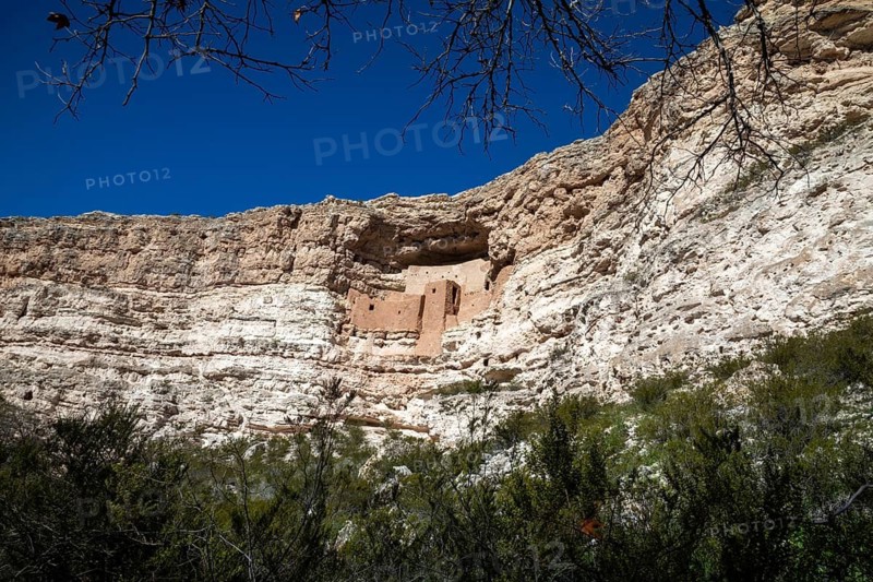 Camp Verde, Arizona - Montezuma Castle, a cliff dwelling built by the Sinagua people between 1100 and 1300. It has 20 rooms and accomodated about 50 people. It is now a National Monument
