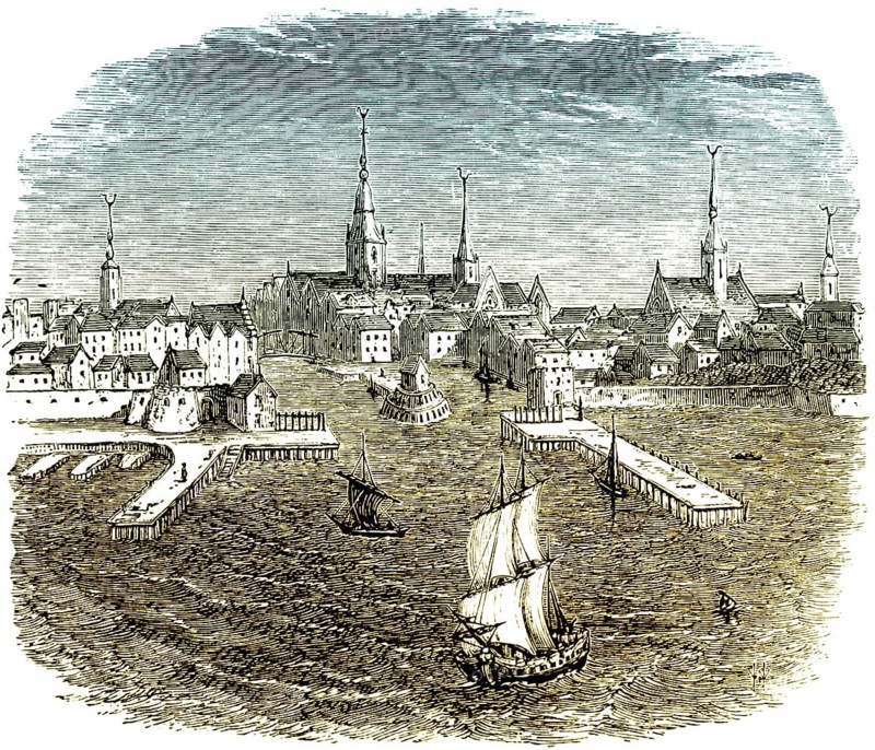 Historical cityscape of Vlissingen, 16th century, Netherlands, Europe, Historische Stadtansicht von Vlissingen, frühere englische Garnisonsstadt auch Flushing, eine niederländische Hafenstadt an der Mündung der Westerschelde, 16. Jahrhundert