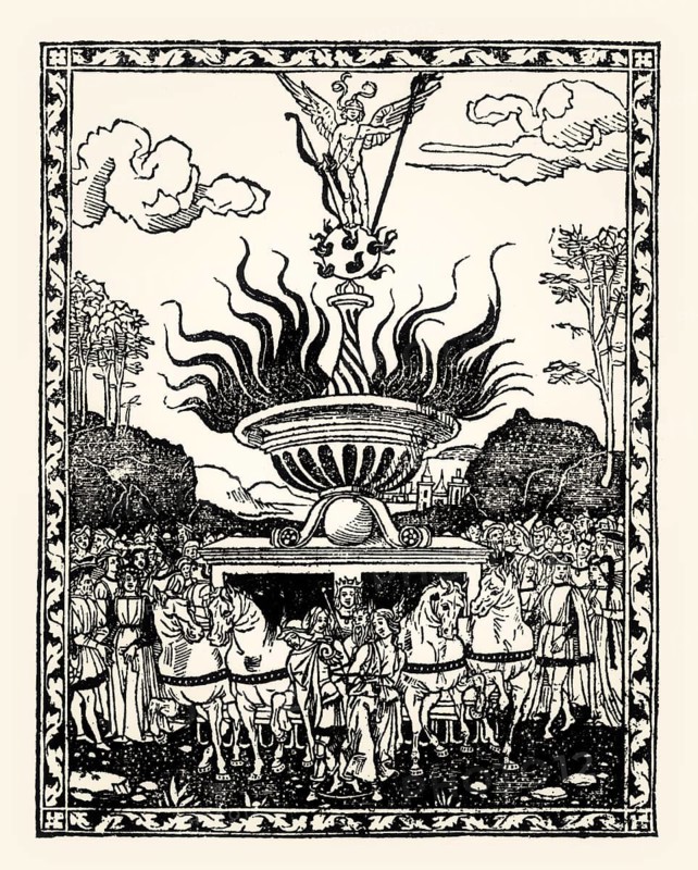Amors Triumph, Illustration from Hypnerotomachia Poliphili, French Edition by Jacques Kerver, 1546, facsimile of the 19th century