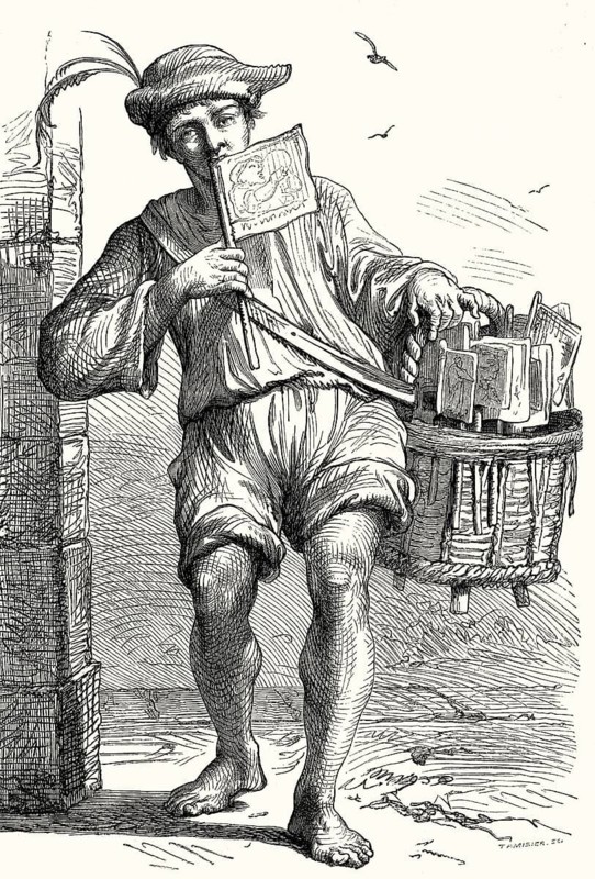 A man selling banner, Bologna, Northern Italy, 17th century