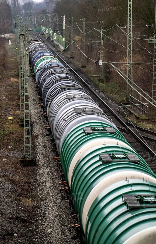 Emschertalbahn, railway line for freight transport, freight train, near Essen, North Rhine-Westphalia, Germany