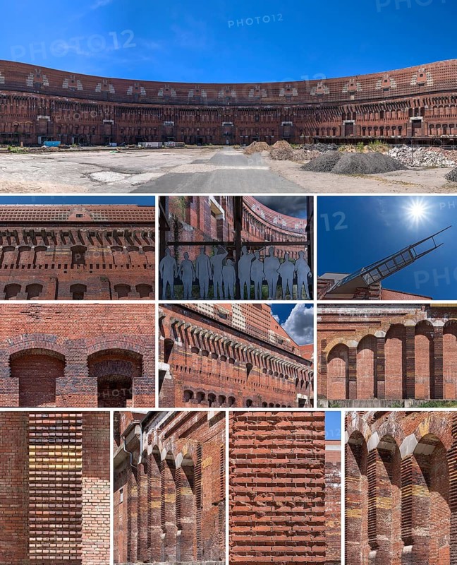 Inner courtyard of the Congress Hall, unfinished National Socialist monumental building on the Nazi Party Rally Grounds, collage, Nuremberg, Middle Franconia, Bavaria, Germany