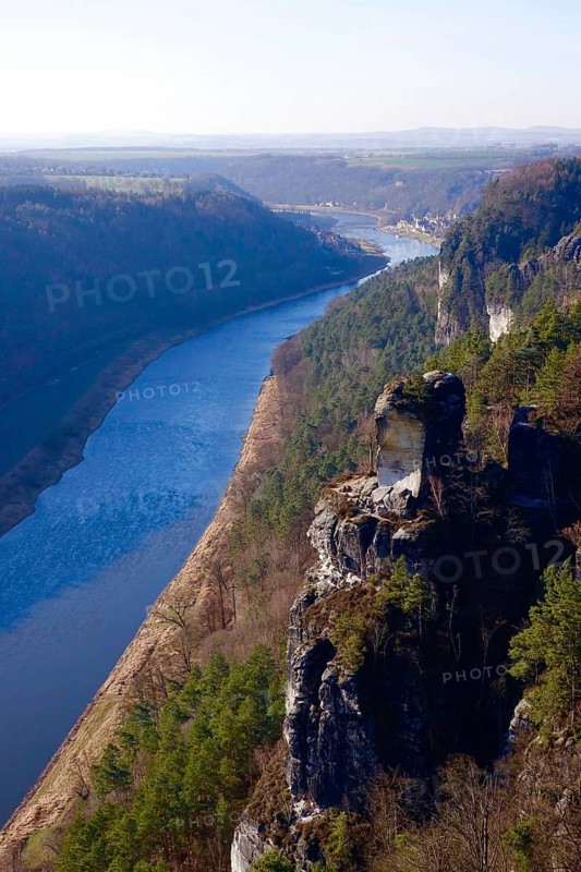 Elbe Sandstone Mountains, bastion area, winter, Saxony, Germany