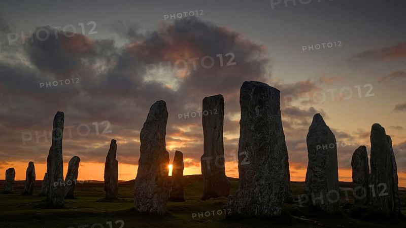 Europe, Scotland, Great Britain, England, Isle of Lewis, sunset, evening mood, monoliths, callanish, standing stones if callanish