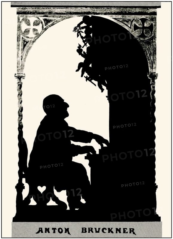 Silhouette portrait of Josef Anton Bruckner, 1824 – 1896, Austrian composer, digitally edited according to a silhouette print by Otto Böhler