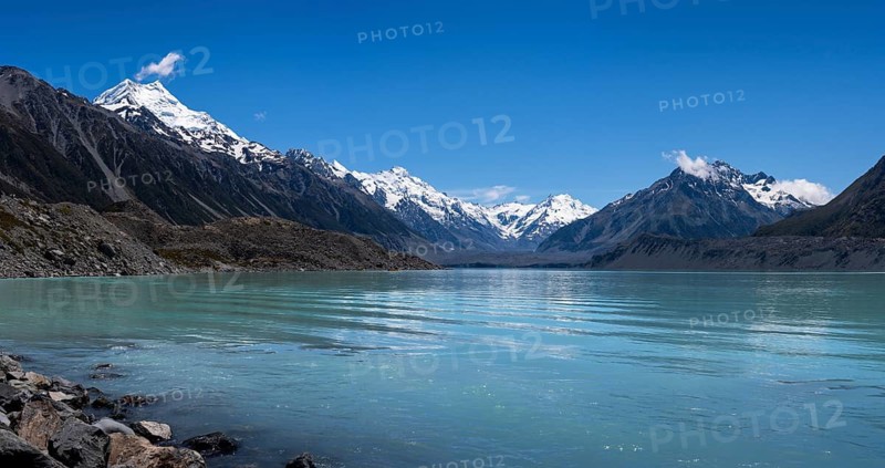 The turquoise Tasman Lake. Aoraki Mount Cook National Park, Canterbury, South Island, New Zealand