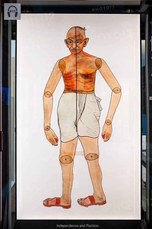 Shadow puppet, depiction of Mahatma Gandhi, led India to independence, British Museum, London, London region, England, Great Britain