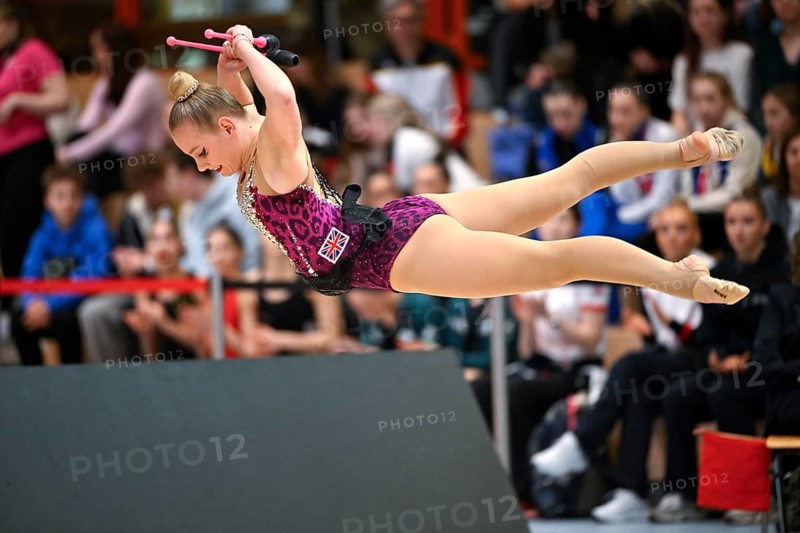 Nicole Hill GBR with handheld club rhythmic gymnastics, RSG Turnen Schmiden International 2026, Fellbach, Baden-Württemberg, Germany