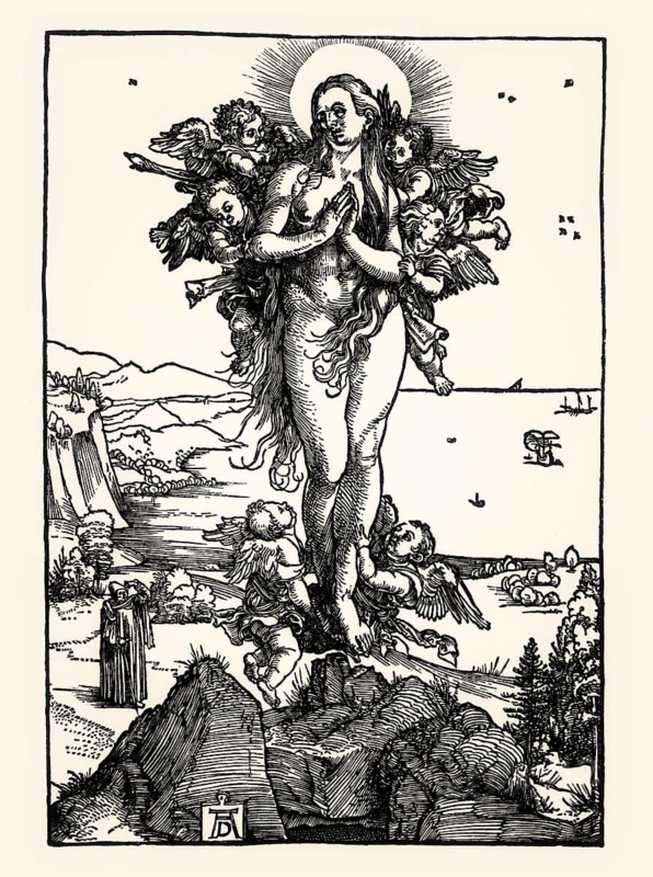 The Ascension of Mary Magdalene, by Albrecht Dürer, woodcut, 16th century