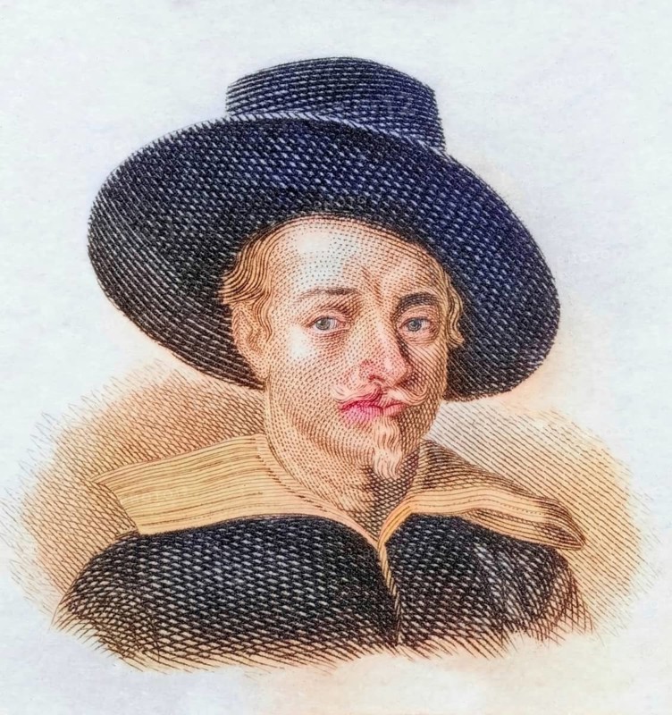 Guido Reni, called il Guido or il divino Guido, (born 4 November 1575 in Bologna, died 18 August 1642) was an Italian painter, fresco artist and etcher of the Bolognese School, coloured woodcut from Crabbe's Historical Dictionary from 1825, Historical, digital reproduction