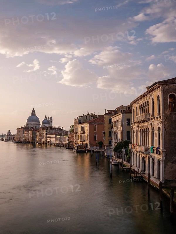 Grand Canal, Church of Santa Maria della Salute in the back, Venice, Veneto, Italy