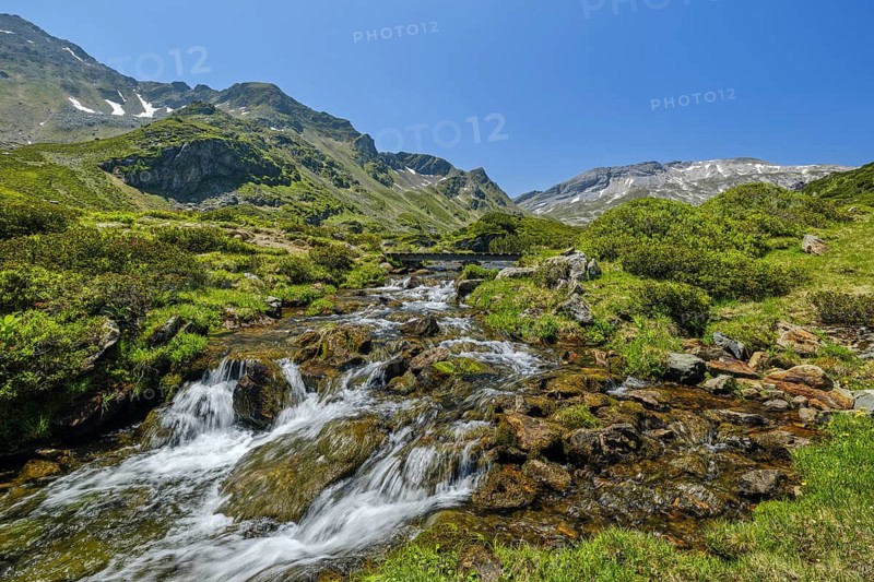 Stream at Giglachsee, spring, blue sky, nobody, daylight, mountain lake, picturesque view, mountains, Schladming, Styria, Austria