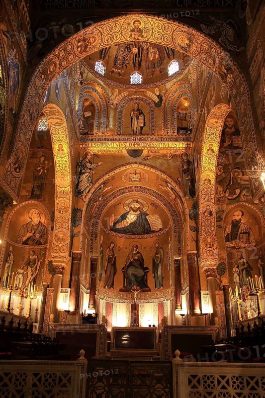 City of Palermo, Palazzo Reale, Royal Palace, also called Palazzo dei Normanni or Norman Palace, in the sanctuary of the Cappella Palatina, UNESCO World Heritage Site, Sicily, Italy