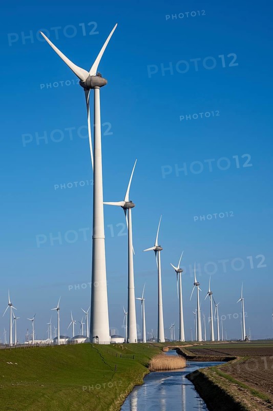 Westereems and Growind wind farms, in the north of the Netherlands, near Eemshaven, energy center, in addition to wind energy, there are coal and gas power plants and various energy infrastructure facilities, Vopak tank farm, the Netherlands