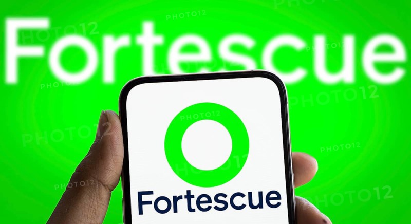 Fortescue logo is displayed on smartphone. Fortescue is a global metal mining company