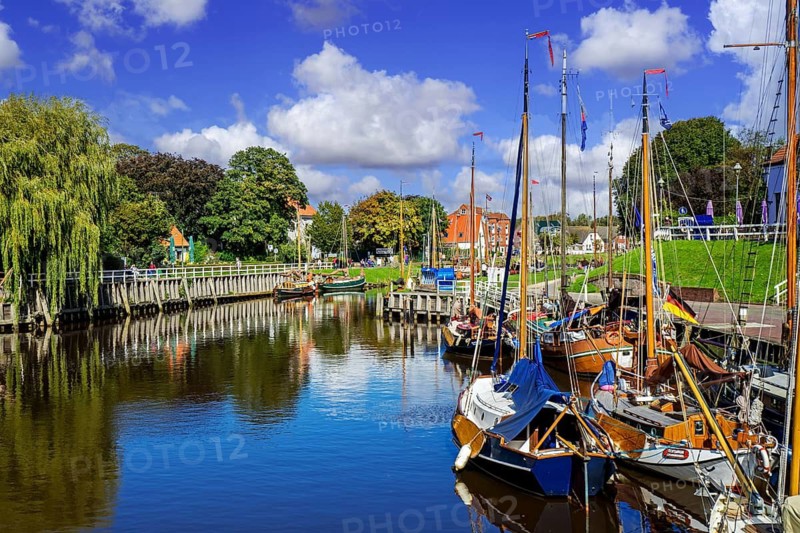 Federal Republic of Germany, Lower Saxony, Carolinensiel, East Frisia, port and town, museum harbour, fishing boats, Carolinensiel, Lower Saxony, Federal Republic of Germany