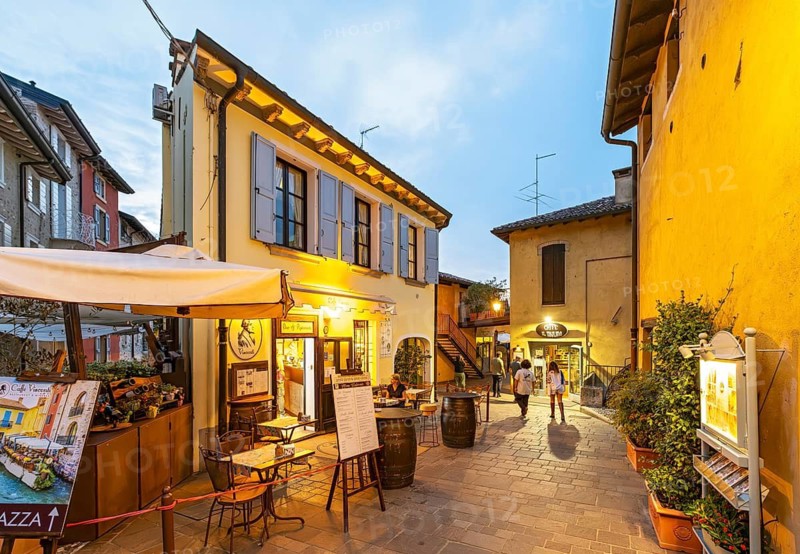 Night-time street scene, Borghetto sul Mincio, Italy