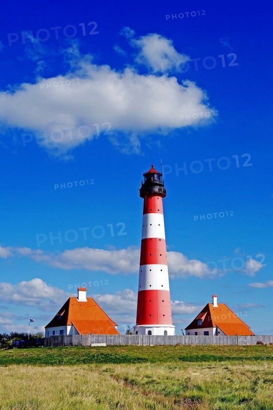 The lighthouse of Westerhever near St. Peter Ording, Westerheversand, Schleswig-Holstein, Federal Republic of Germany, Westerhever, Schleswig-Holstein, Federal Republic of Germany