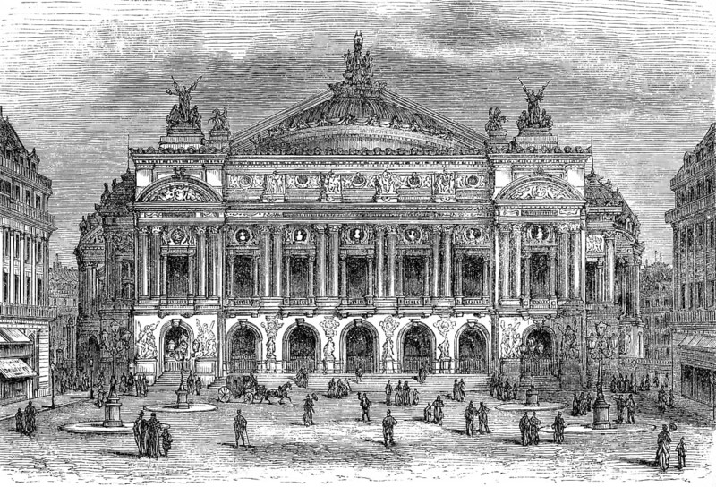 Historical illustration, Opéra Garnier Oper, Palais Garnier, Paris, France, 1896, historische Zeichnung, Opéra Garnier Oper, Palais Garnier, Paris, Frankreich, 1896