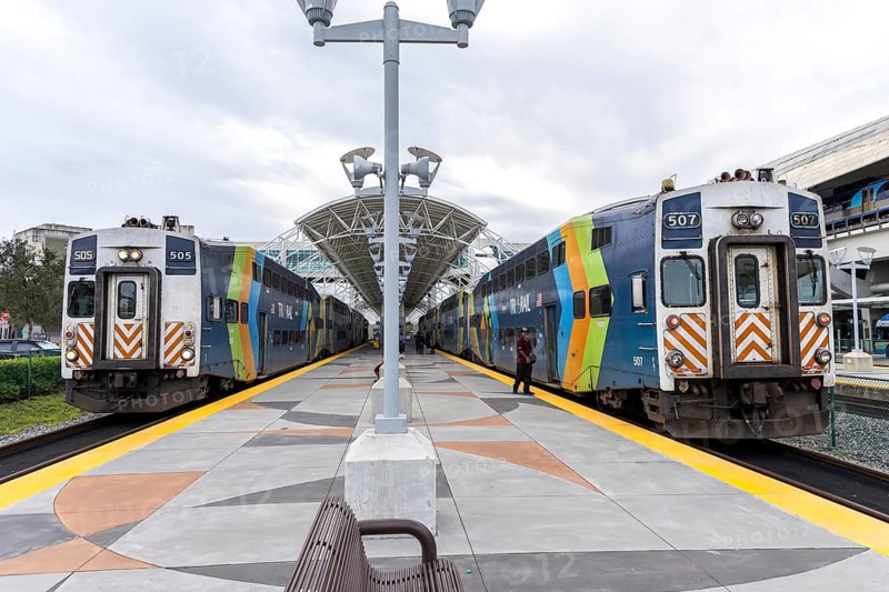 Tri-Rail Regional Rail Trains at Miami Airport Intermodal Station Rail Rail Public Transport in Miami, USA