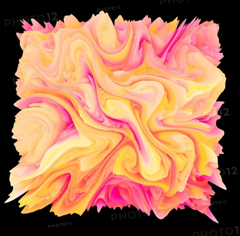 A mesmerizing illustration featuring dynamic bursts of pastel colors in an abstract form. Swirls of pink, yellow, and orange blend seamlessly, creating a vibrant, fluid composition