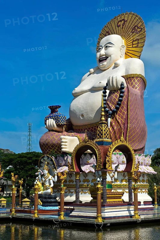 Laughing Buddha, Buddhist temple Wat Plai Laem, Koh Samui, Thailand