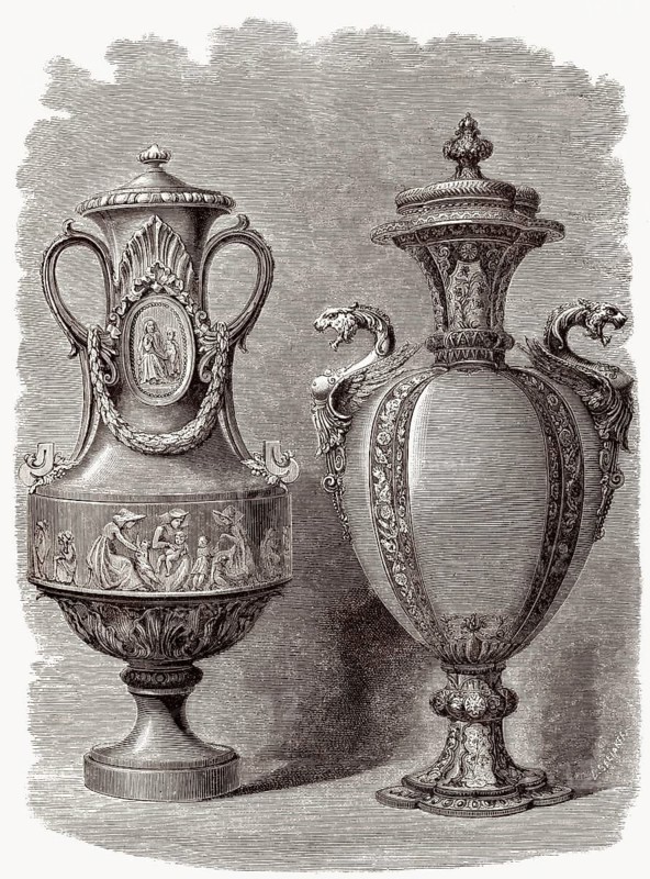 Frittenware oder Steinzeug aus der Manufacture nationale de Sèvres, Sèvres, Hauts-de-Seine, Frankreich, 19.