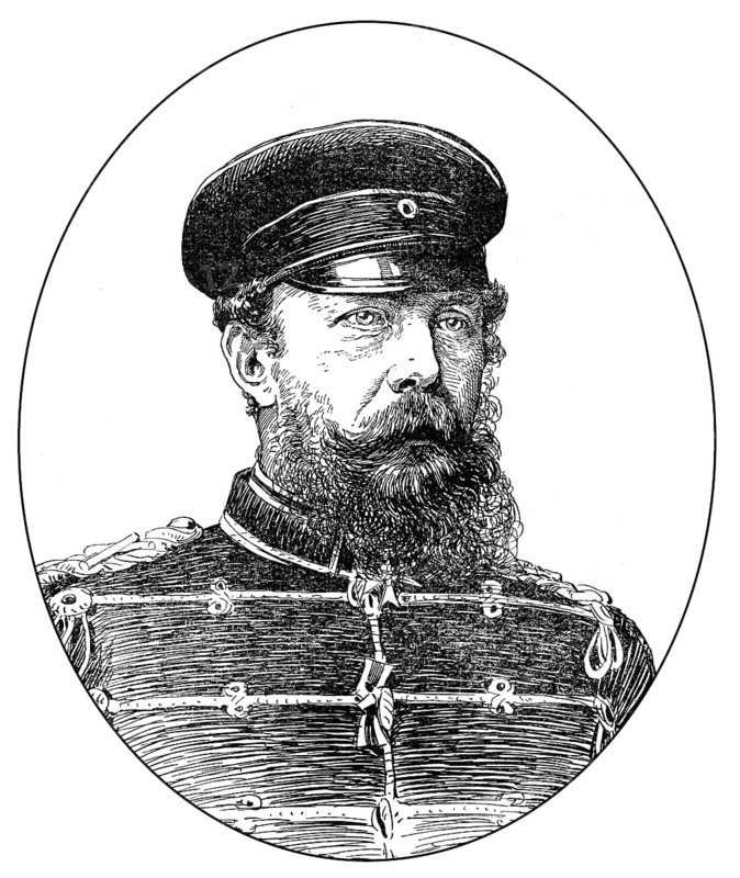 Friedrich Karl Nikolaus von Preussen, 1828-1885, Prussian prince and commander in the Franco-Prussian War or Franco-German War, 1870-71, Historische Zeichnung, Portrait von Friedrich Karl Nikolaus von Preußen, 1828 - 1885, ein preußischer Prinz und Feldherr im Deutsch-Französischen Krieg 1870-1871
