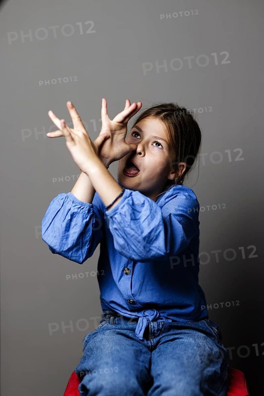 Girl, 8 years old, shows her emotions, Bonn, 04.10.2023