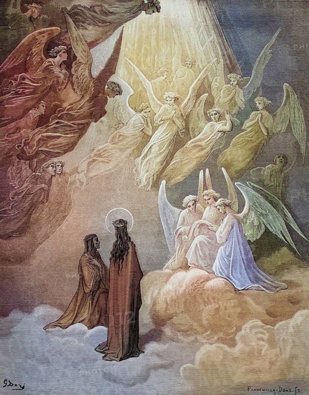 Illustration for Paradiso, the Divine Comedy by Dante Alighieri Canto XX lines 10 to 12 by Gustave Dore 1832-1883, French artist, Inferno, Hell, Paradise, Angels, Damnation, Historical, digitally restored reproduction from a 19th century original, Record date not stated