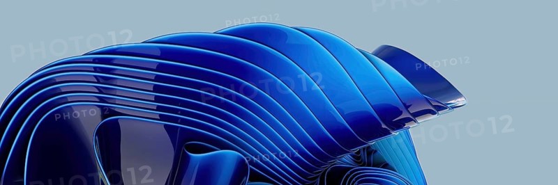 Abstract digital art showcasing layered, flowing blue structures against a soft grey background, creating a futuristic and dynamic visual experience