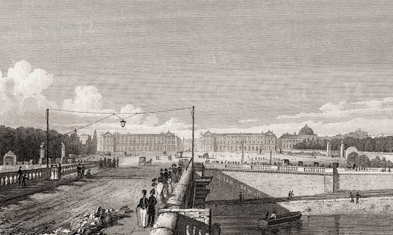 The Place de la Concorde, Paris, antique steel engraved print, 1831