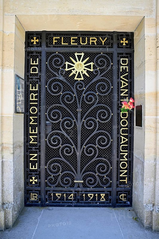 Tor tor of the memorial chapel on the site of the destroyed village of Fleury-devant-Douaumont, Verdun battlefield, First World War, Verdun, Grand Est region, France