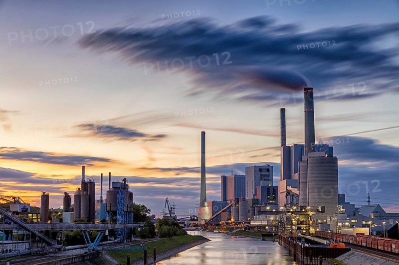 Großkraftwerk Mannheim AG, hard coal-fired power plant, energy, electricity, power station, plant, technology, evening sky, Mannheim harbour, Mannheim, Baden-Württemberg, Federal Republic of Germany